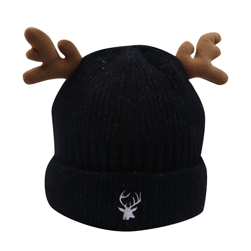 1696 Cute Reindeer Moose Hat Winter Warm Knitted Beanie Cap Fleece Lined